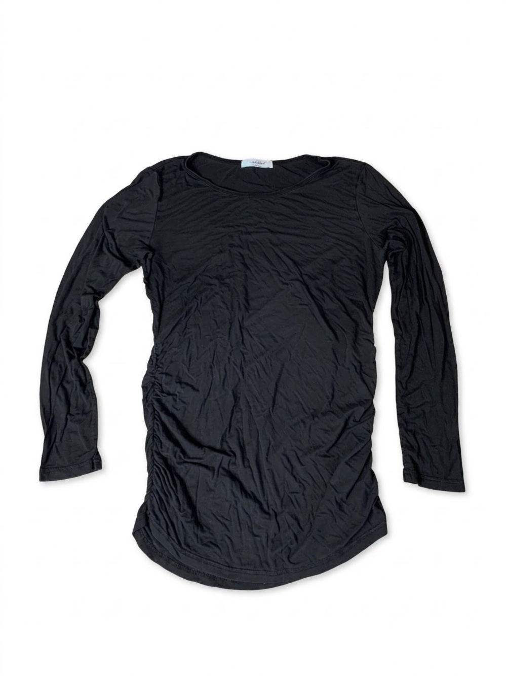 Bearsland Black Long Sleeve Maternity Top Ruched Modal Stretch Size M